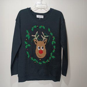 UGLY CHRISTMAS LIGHT UP BLACK SWEATER WOMEN'S SIZE LARGE